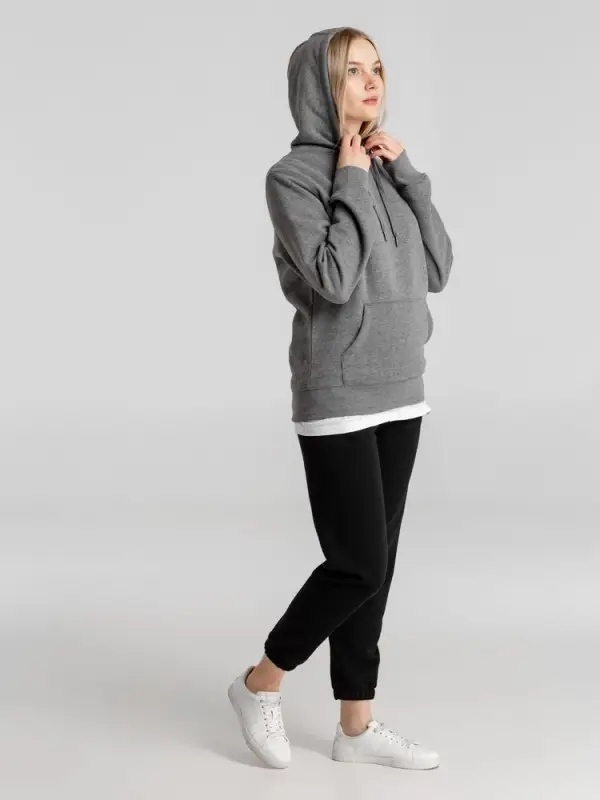 Толстовка с капюшоном унисекс King, темно-серый меланж, размер S