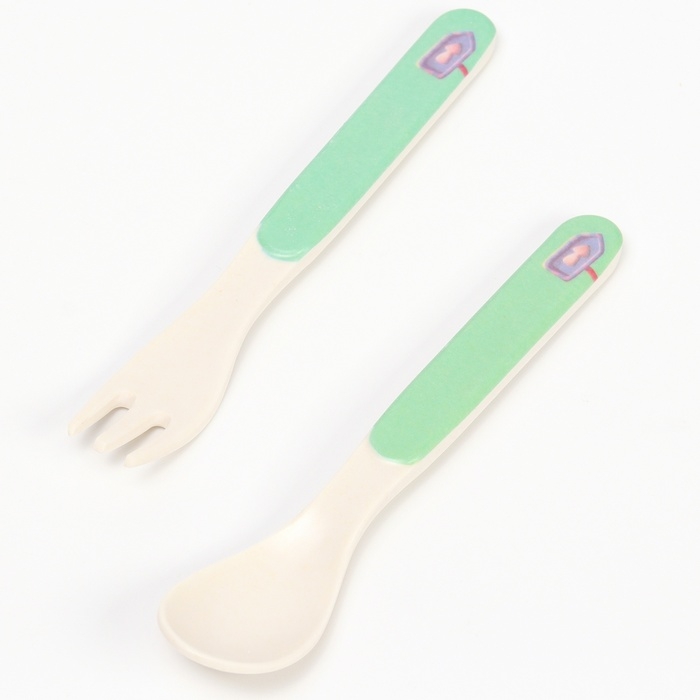 Набор бамбуковой посуды &laquo;Мельница&raquo;, 5 предметов: тарелка, миска, стакан, вилка, ложка