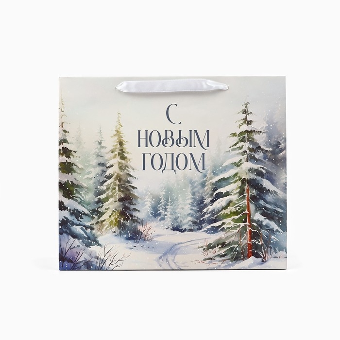 Пакет подарочный новогодний ламинированный &laquo;Зимний лес&raquo;, M 26 х 30 х 9 см , Новый год