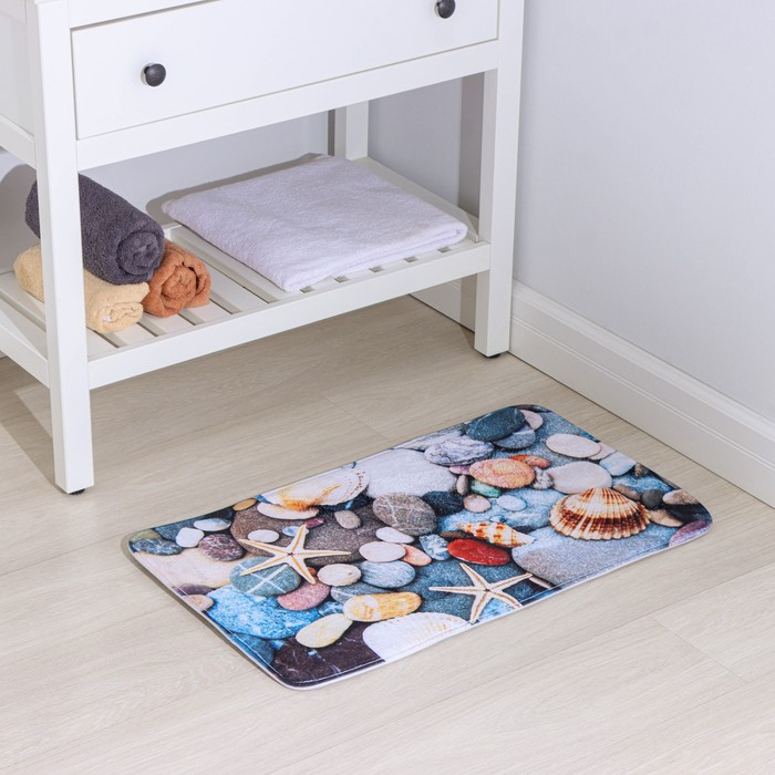 Коврик для ванной и туалета Доляна &laquo;Ракушки на камушках&raquo;, 45&times;75 см