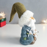 Сувенир полистоун "Дед Мороз в синей шубке со зверятами" 9х12х30 см