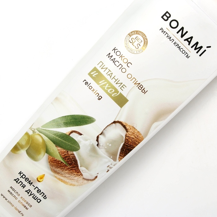 Гель для душа, питание и уход, 400 мл, аромат оливы и кокоса, BONAMI Гель для душа, питание и уход, 400 мл, аромат оливы и кокоса, BONAMI