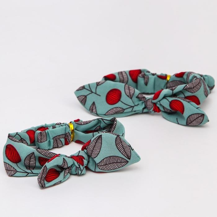 Повязка на голову для мамы и дочки &laquo;Набор для фотосессии: сердечки&raquo;, 2 шт., цв. голубой, M&B