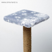 Когтеточка "Полка" с подставкой, 30 х 30 х 40 см, джут, серая с лапками Когтеточка "Полка" с подставкой, 30 х 30 х 40 см, джут, серая с лапками