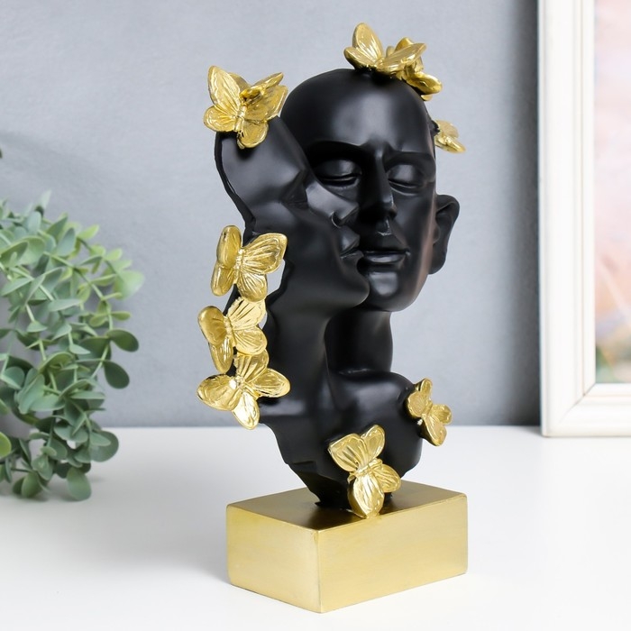 Сувенир полистоун бюст Сувенир полистоун бюст "Пара - Нежность. Рой бабочек" чёрный с золотом 7х21,5х29 см