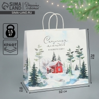 Пакет подарочный новогодний крафтовый &laquo;Сказка&raquo;, 32 х 28 х 15 см, Новый год