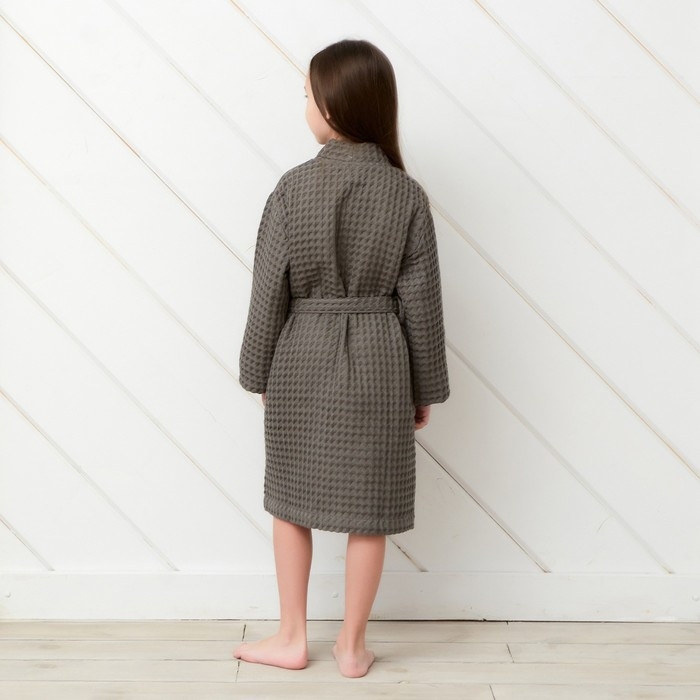 Халат вафельный детский Крошка Я Халат вафельный детский Крошка Я "Boho" размер 30 (98-104 см), цвет светло серый, 100% хлопок 290 г/м2