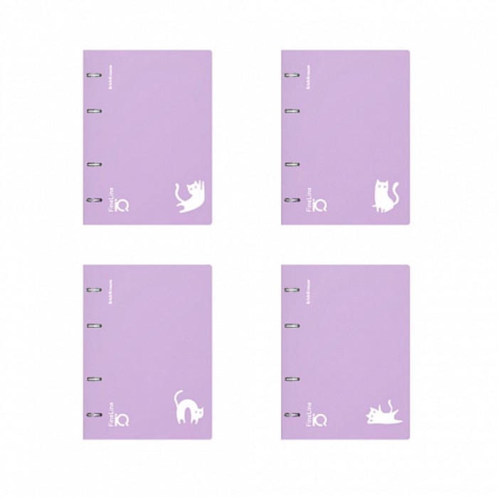 Тетрадь на кольцах, 100 листов в клетку, ErichKrause IQ FineLine Brave cats, пластиковая обложка, блок офсет 100% белизна, МИКС