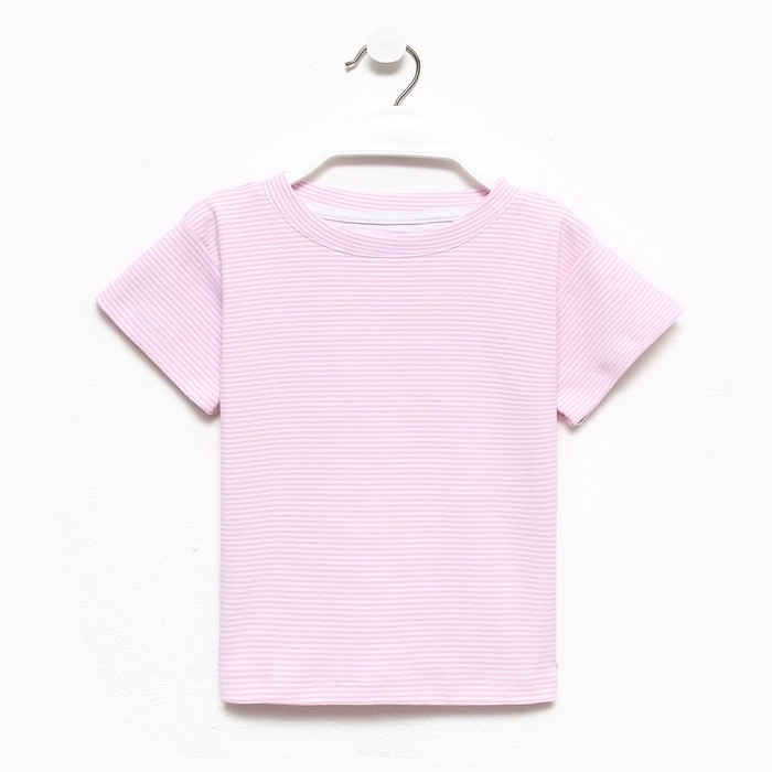 Футболка детская в полоску KAFTAN "Basic line", р.36 (134-140 см), розовый/белый