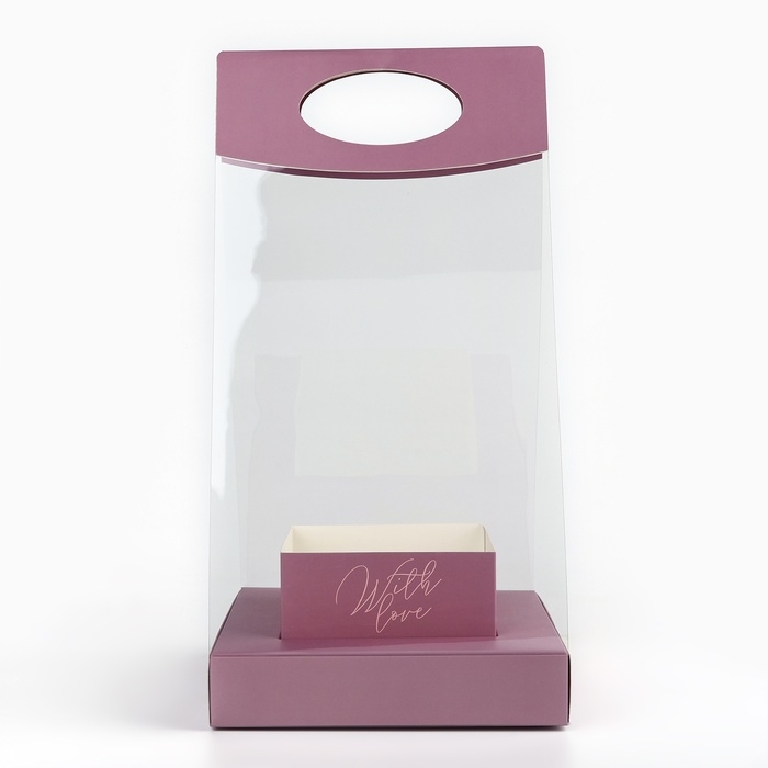 Коробка подарочная складная переноска для цветов, упаковка, &laquo;Лаванда&raquo;, 20 x 20 x 4 см
