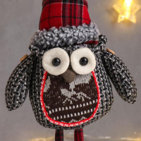 Кукла интерьерная "Совёнок в клетчатом колпаке и оленями на пузике" 49 см Кукла интерьерная "Совёнок в клетчатом колпаке и оленями на пузике" 49 см