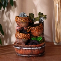 Фонтан "Кадки с плетением у мельницы" 17х14х26 см (с подсветкой) Фонтан "Кадки с плетением у мельницы" 17х14х26 см (с подсветкой)