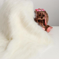 Лоскут для рукоделия, 50 &times; 50 см, мех длинноворсовый на трикотажной основе, цвет белый