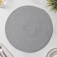 Салфетка сервировочная на стол Доляна &laquo;Блеск&raquo;, d=37 см, цвет серый