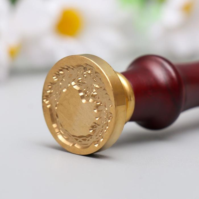 Печать для сургуча с деревянной ручкой Печать для сургуча с деревянной ручкой "Венок с цветком" 9х2,5х2,5 см