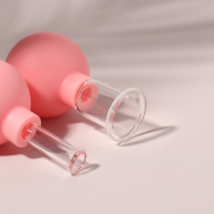 Набор вакуумных банок для массажа, стеклянные, d 1,5/3,5 см, 2 шт, цвет розовый Набор вакуумных банок для массажа, стеклянные, d 1,5/3,5 см, 2 шт, цвет розовый