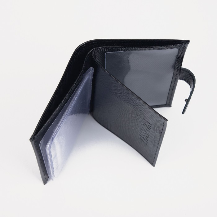 Обложка для автодокументов и паспорта на кнопке, цвет чёрный