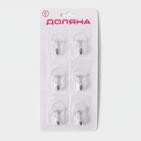 Крючки самоклеящиеся Доляна &laquo;Классика&raquo;, 6 шт, цвет прозрачный