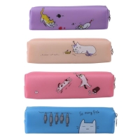 Пенал школьный на молнии силиконовый "Кот", МИКС Пенал школьный на молнии силиконовый "Кот", МИКС