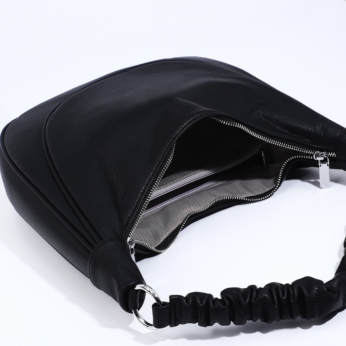 Сумка-мешок на молнии, наружный карман, длинный ремень, цвет чёрный Сумка-мешок на молнии, наружный карман, длинный ремень, цвет чёрный