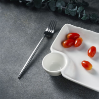 Блюдо фарфоровое с соусником Magistro &laquo;Бланш&raquo;, соусник 60 мл, 18,5&times;17,5&times;4 см, цвет белый