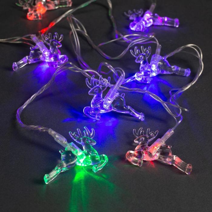 Гирлянда «Нить» 5 м с насадками «Олени», IP20, прозрачная нить, 20 LED, свечение мульти (RG/RB), мигание, 220 В Гирлянда «Нить» 5 м с насадками «Олени», IP20, прозрачная нить, 20 LED, свечение мульти (RG/RB), мигание, 220 В