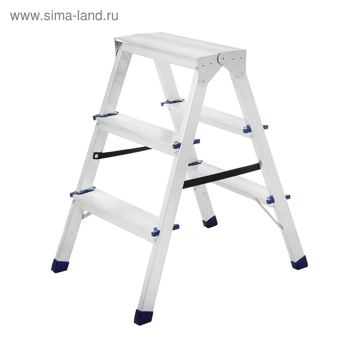 Стремянка ТУНДРА, алюминиевая, двухсторонняя, 3 ступени, 650 мм Стремянка ТУНДРА, алюминиевая, двухсторонняя, 3 ступени, 650 мм