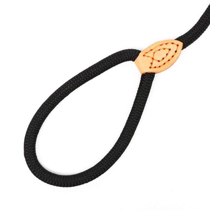 Поводок-удавка 150 х 1 см, полиэстер и натуральная кожа, чёрный