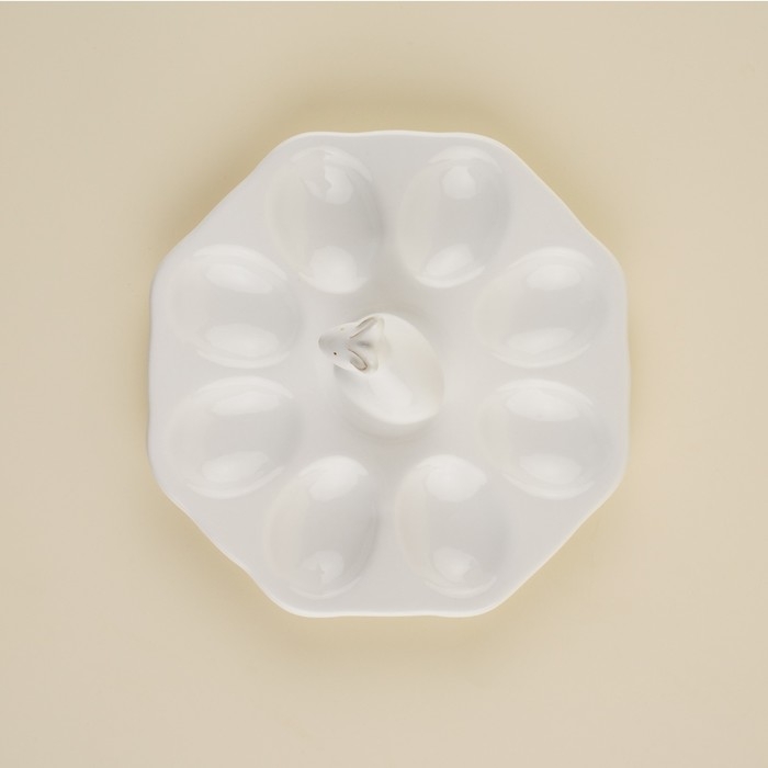 Подставка для яиц керамическая SL Home &laquo;Пасхальные кролики&raquo;, 19&times;9 см, 8 ячеек, цвет белый