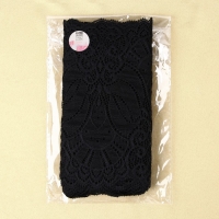 Кружевная эластичная ткань, 185 мм &times; 2,7 &plusmn; 0,5 м, цвет чёрный