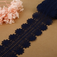 Кружево гипюровое, 70 мм &times; 6,8 &plusmn; 0,5 м, цвет тёмно-синий