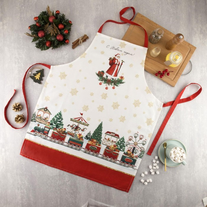 Фартук Этель Новогодняя ярмарка 60х70см, 100% хл, саржа 190 гр/м2 Фартук Этель Новогодняя ярмарка 60х70см, 100% хл, саржа 190 гр/м2