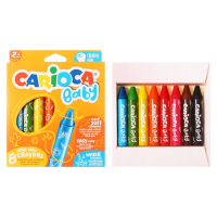 Мелки восковые 8 цветов, Carioca "Baby", супермягкие, большой корпус облегчающий захват, для малышей Мелки восковые 8 цветов, Carioca "Baby", супермягкие, большой корпус облегчающий захват, для малышей