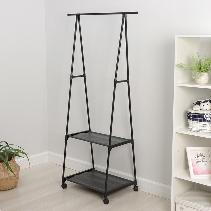 Вешалка - стойка напольная для одежды LaDо́m &laquo;Лофт&raquo;, с двумя полками, 55&times;45&times;157 см, цвет чёрный