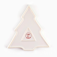 Новый год! Блюдо новогоднее керамическое &laquo;Зайка&raquo;, 23х22х2 см, цвет белый