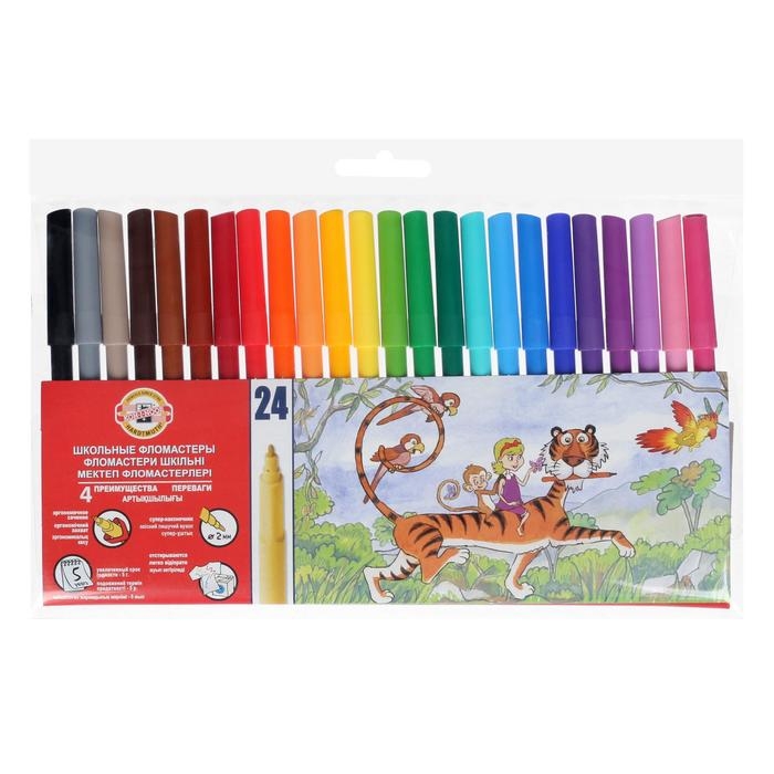 Фломастеры трехгранные 24 цвета Фломастеры трехгранные 24 цвета "Звери", европодвес