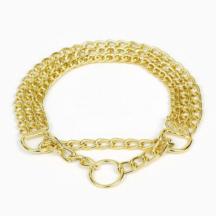 Ошейник - полуудавка металлический трехрядный, 40 см, толщина проволоки 2 мм, золотистый Ошейник - полуудавка металлический трехрядный, 40 см, толщина проволоки 2 мм, золотистый