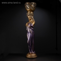 Фигура с кашпо "Девушка стоя с цветами" фиолетовая, 104х23х25см