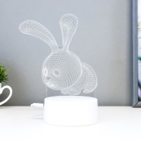Светильник сенсорный "Кролик" LED 7 цветов USB/от батареек белый