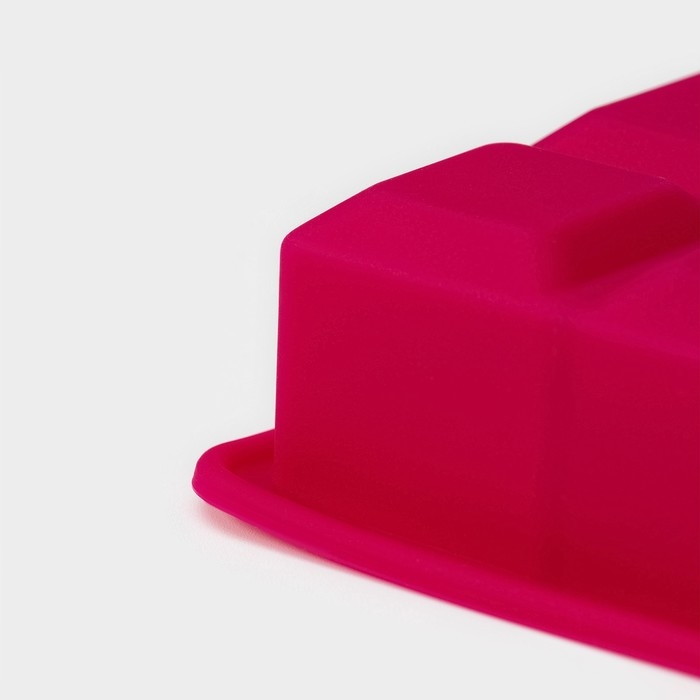 Форма для льда Доляна &laquo;Кубик&raquo;, силикон, 18,5&times;11,8&times;3 см, 15 ячеек 3,4&times;3,4 см, цвет розовый