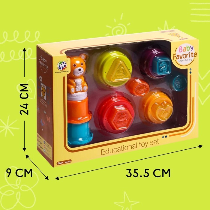 Развивающая пирамидка-сортер &laquo;Медвежонок&raquo;, 13 предметов