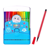 Фломастеры 36 цветов Полоска в пластиковом пенале вентилируемый колпачок, голубой Фломастеры 36 цветов Полоска в пластиковом пенале вентилируемый колпачок, голубой