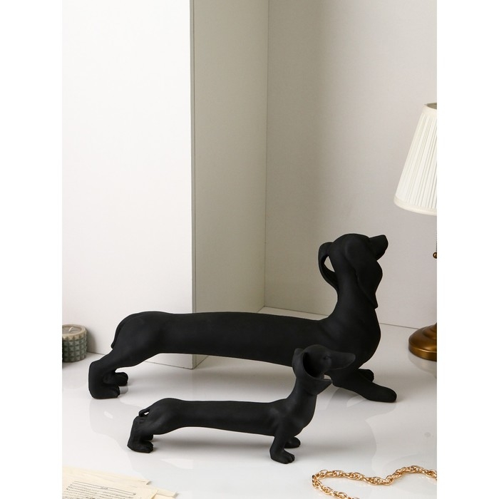 Набор фигур &laquo;Такса&raquo;, полистоун, 35 см, цвет черный матовый