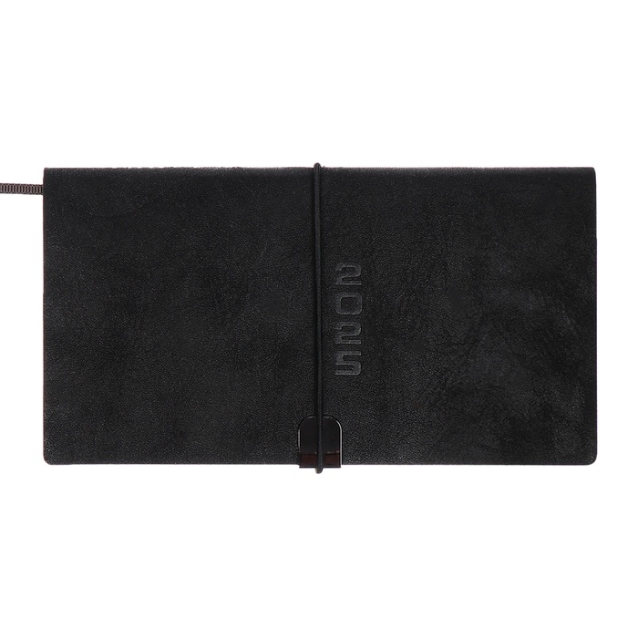 Еженедельник датир 2025г 175х95мм мягк обл иск кож 64л ESCALADA, бл тис, бл 70 г/м&sup2;,чёрный