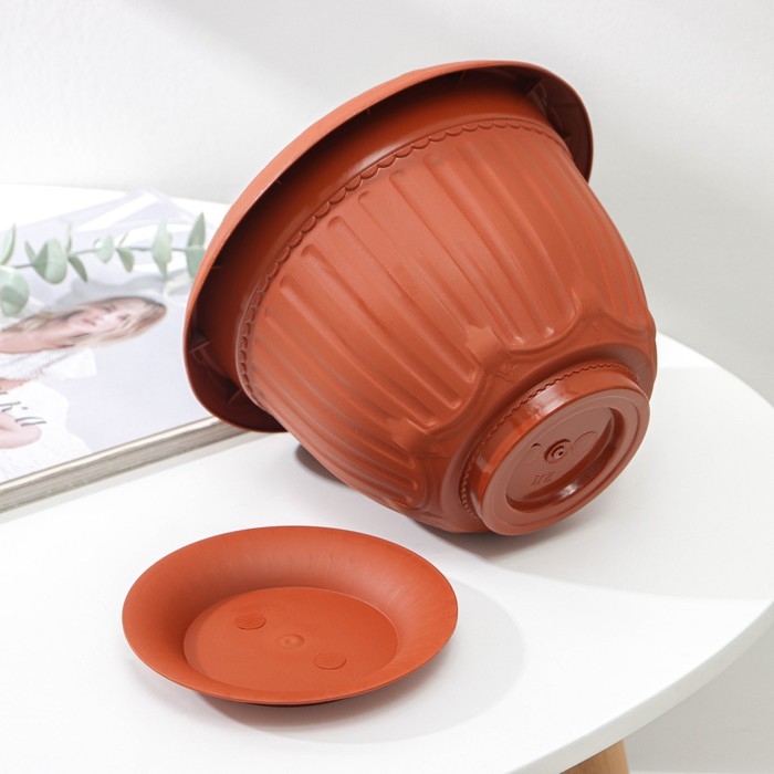 Горшок с поддоном &laquo;Байкал&raquo;, 2 л, цвет терракотовый