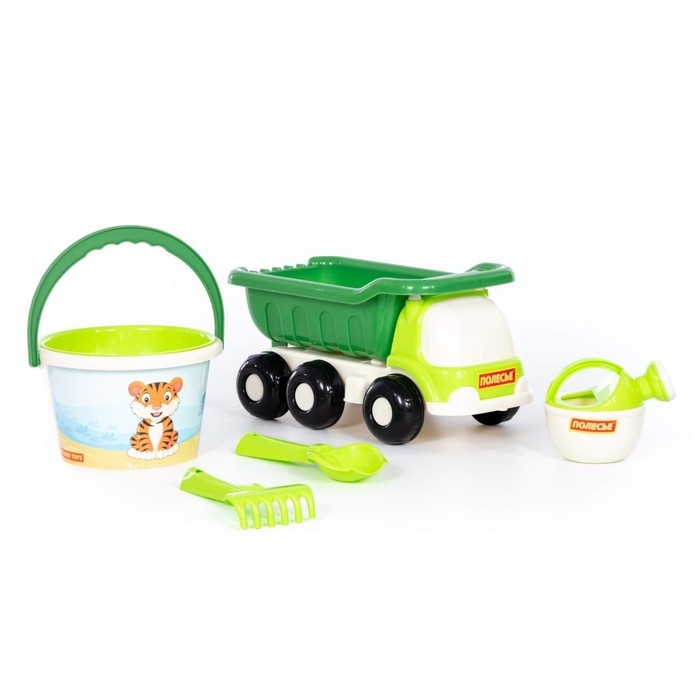 Песочный набор №640 &laquo;Кеша&raquo; сафари: самосвал, ведро, ситечко, совок, грабельки, лейка, цвета МИКС