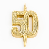 Свеча для торта цифра "Юбилейная" 50, золотая, 9,7 см, Свеча для торта цифра "Юбилейная" 50, золотая, 9,7 см,