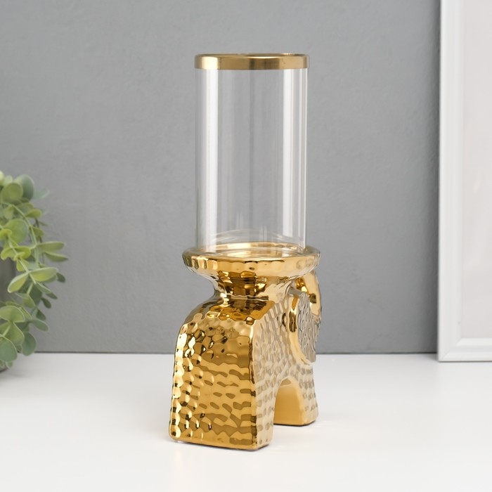 Подсвечник керамика, стекло на 1 свечу Подсвечник керамика, стекло на 1 свечу "Слон" d=8 см золото 16х10х27 см