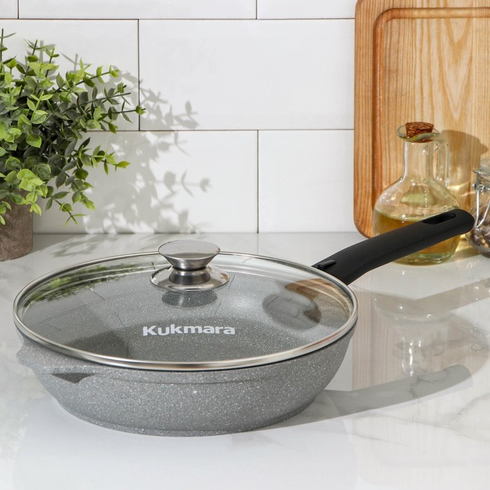 Сковорода, d=24 см, съёмная ручка, стеклянная крышка, антипригарное покрытие, цвет светлый мрамор Сковорода, d=24 см, съёмная ручка, стеклянная крышка, антипригарное покрытие, цвет светлый мрамор