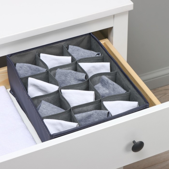 Органайзер для хранения белья LaDо́m, 12 ячеек, 32&times;24&times;12 см, цвет графитовый
